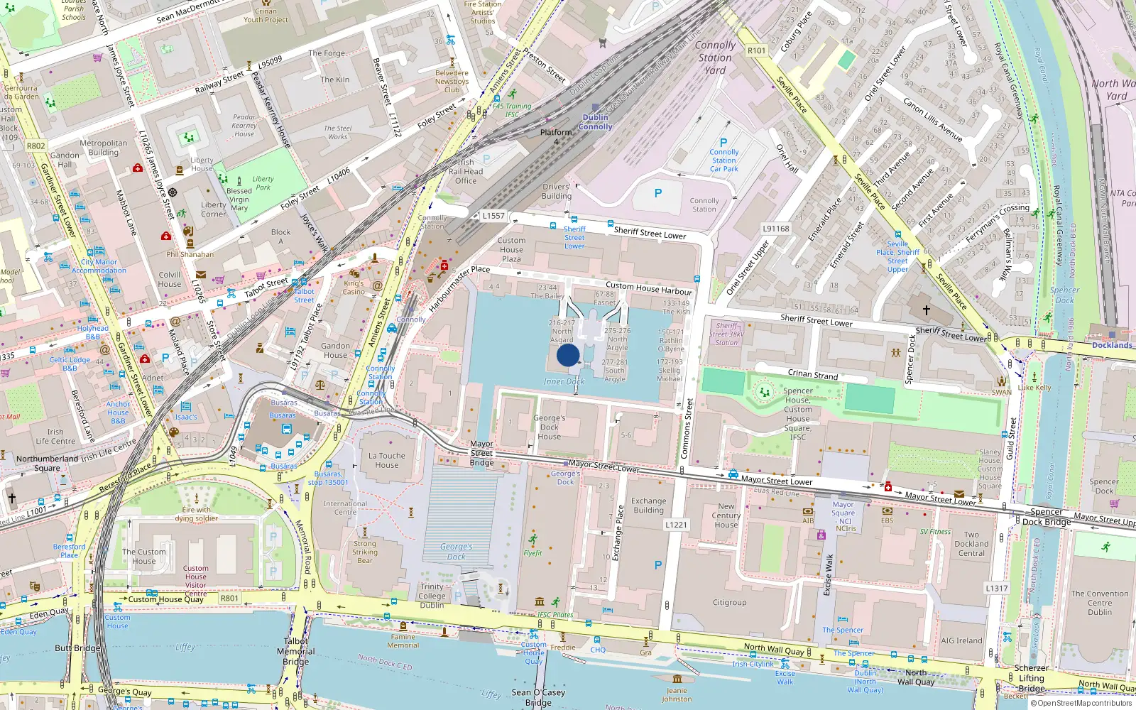 Overhead map showing the location of 265 the Asgard Custom House Harbour, Ifsc Dublin 1, Dublin