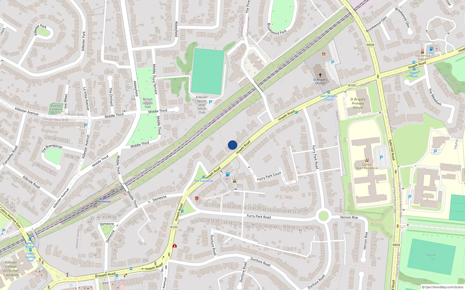Overhead map showing the location of 266 Howth Road, Dublin 5