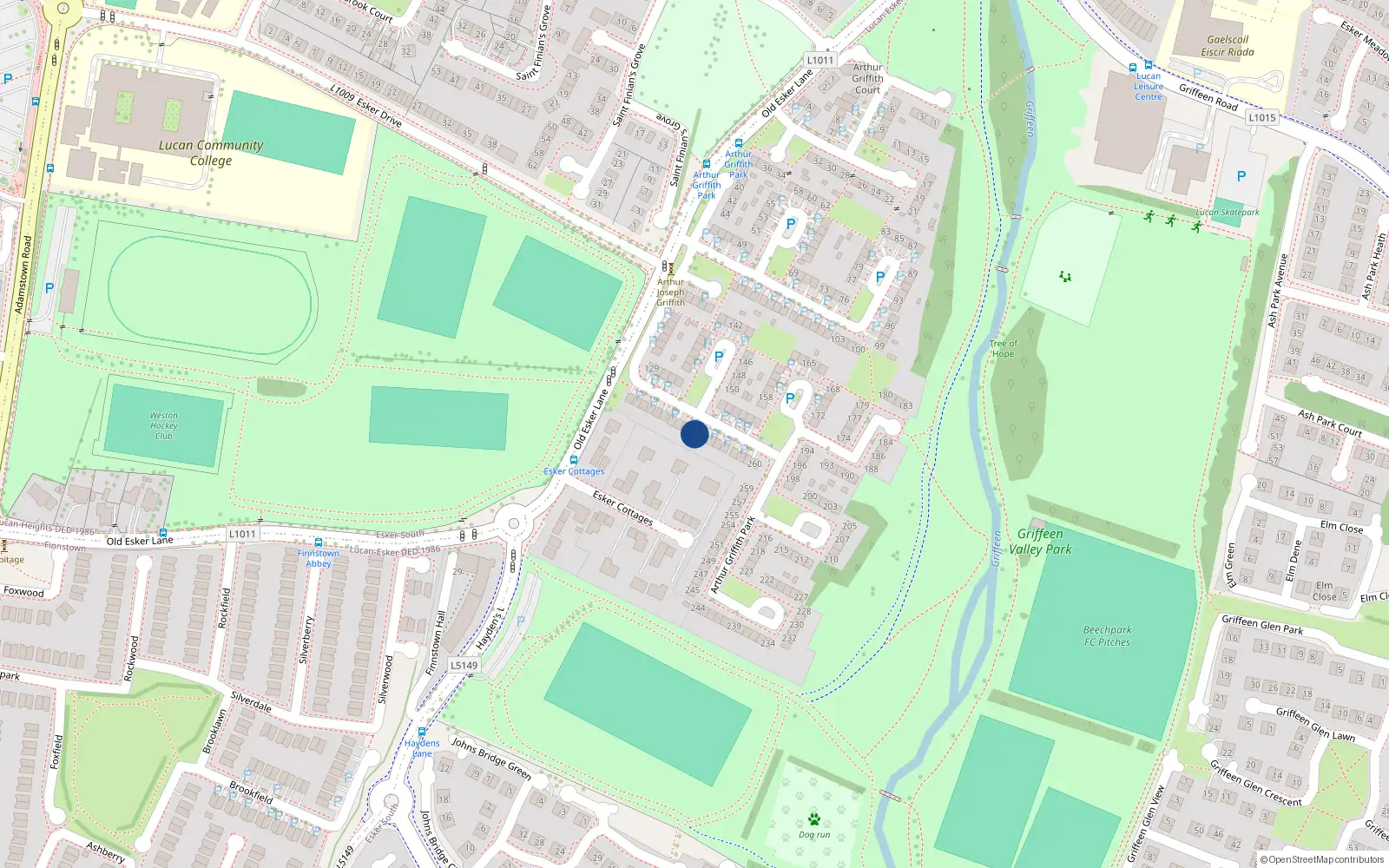 Overhead map showing the location of 268 Arthur Griffith Park, Lucan