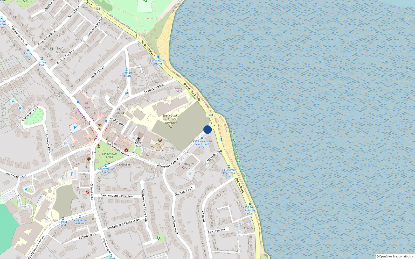 Overhead map showing the location of 26B Newgrove Avenue, Sandymount