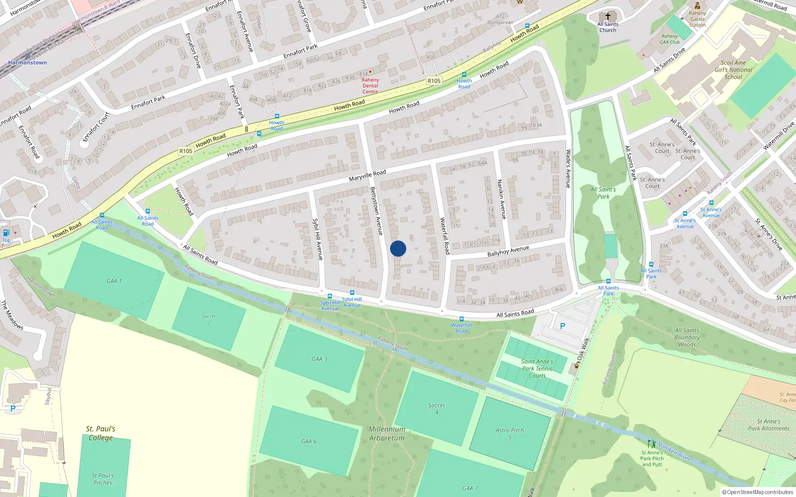 Overhead map showing the location of 27 Bettystown Avenue, Dublin 5