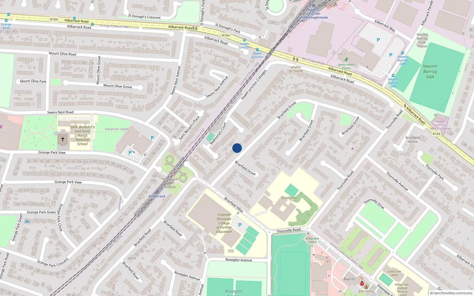 Overhead map showing the location of 27 Briarfield Grove, Dublin 5