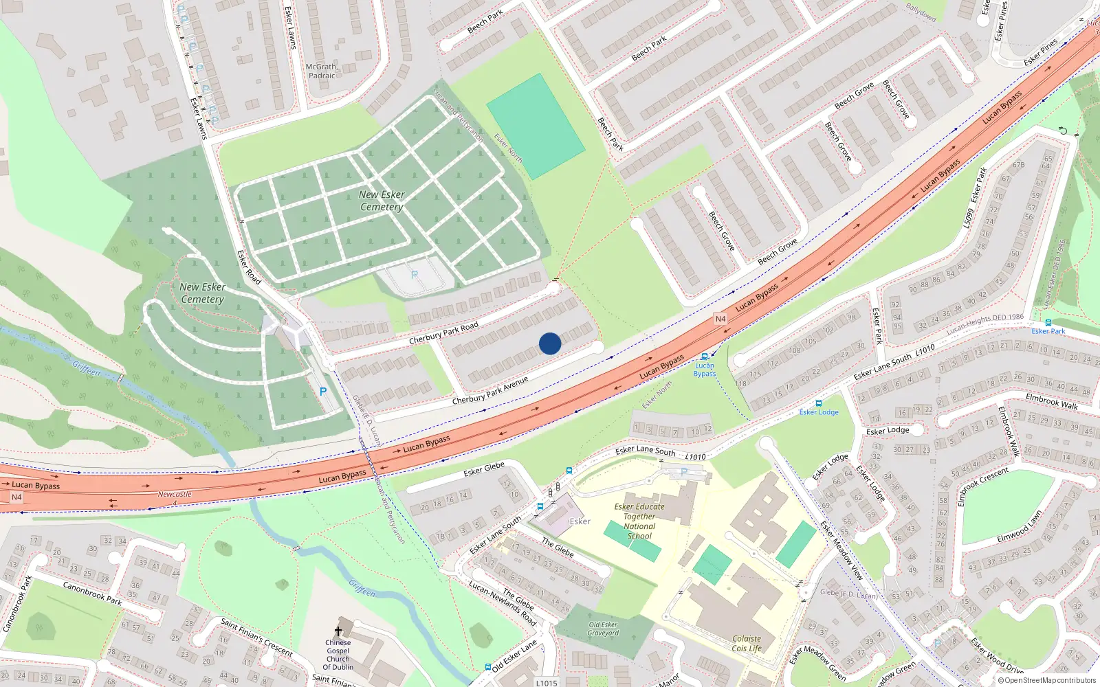Overhead map showing the location of 27 Cherbury Park Avenue, Lucan