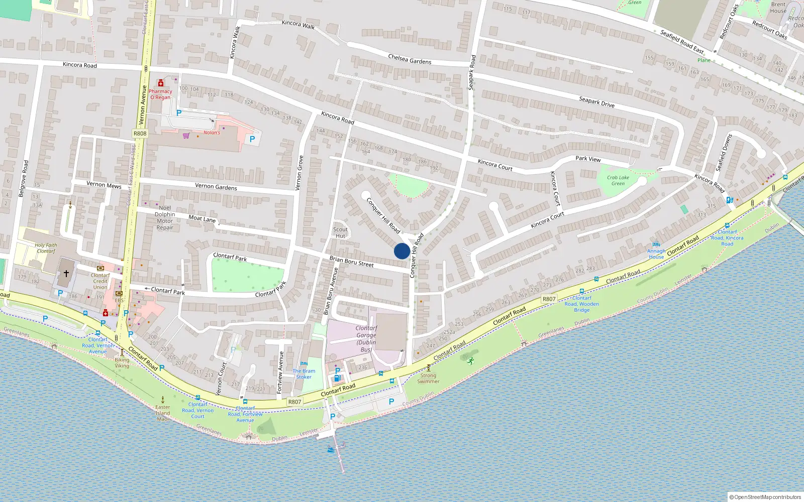 Overhead map showing the location of 27 Conquer Hill Road, Dublin 3