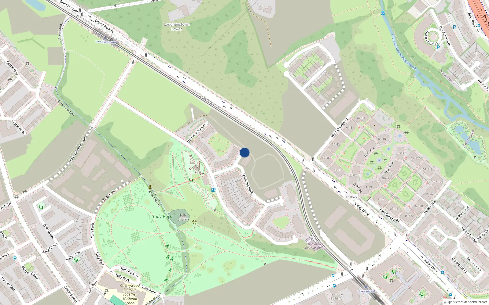 Overhead map showing the location of 27 Domville Square, Laughanstown