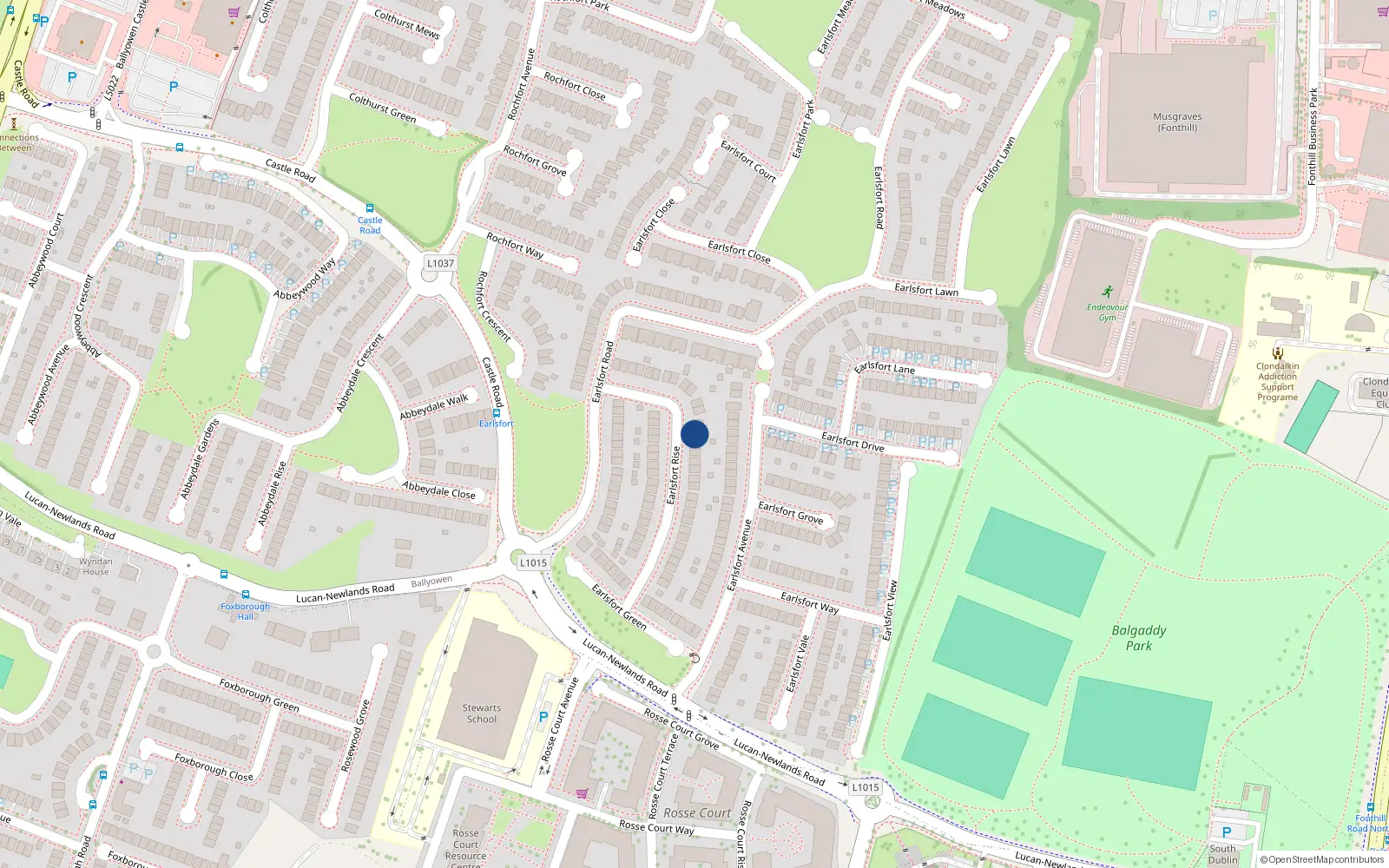 Overhead map showing the location of 27 Earlsfort Rise, Lucan, Co Dublin