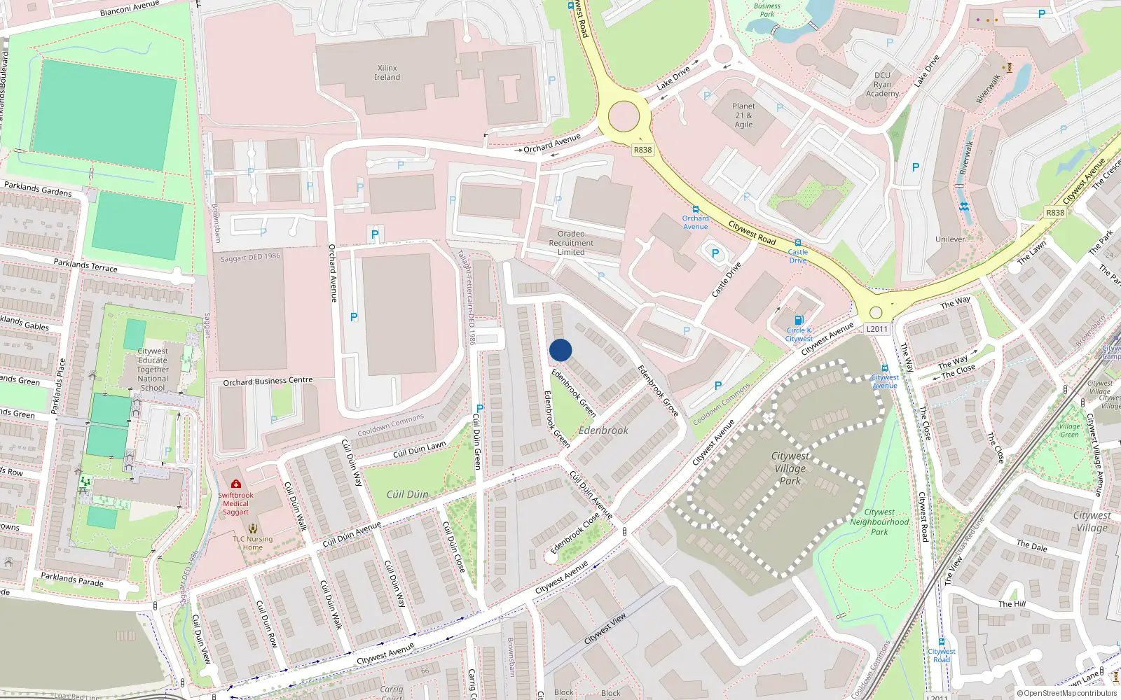 Overhead map showing the location of 27 Edenbrook Green, Citywest