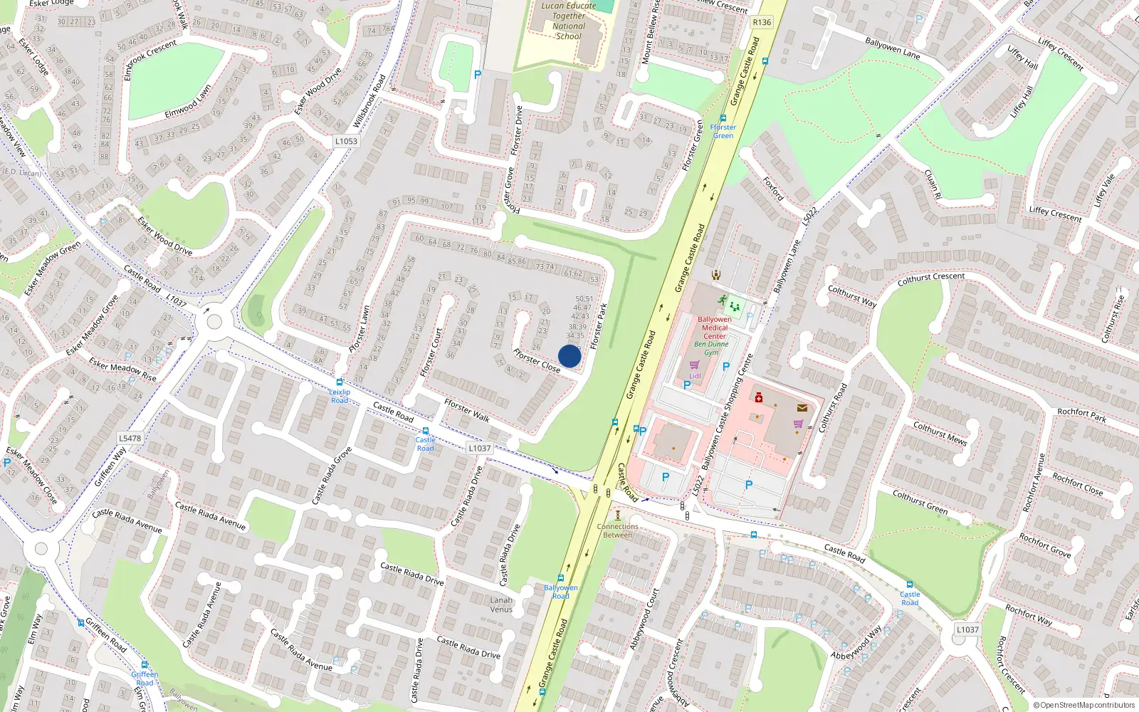 Overhead map showing the location of 27 Fforster Park, Lucan