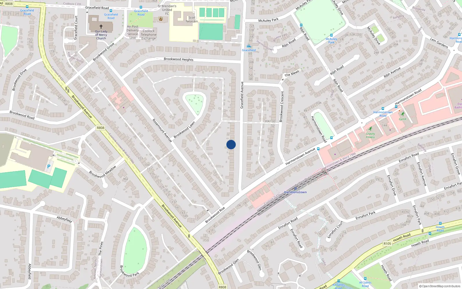 Overhead map showing the location of 27 Gracefield Avenue, Dublin 5