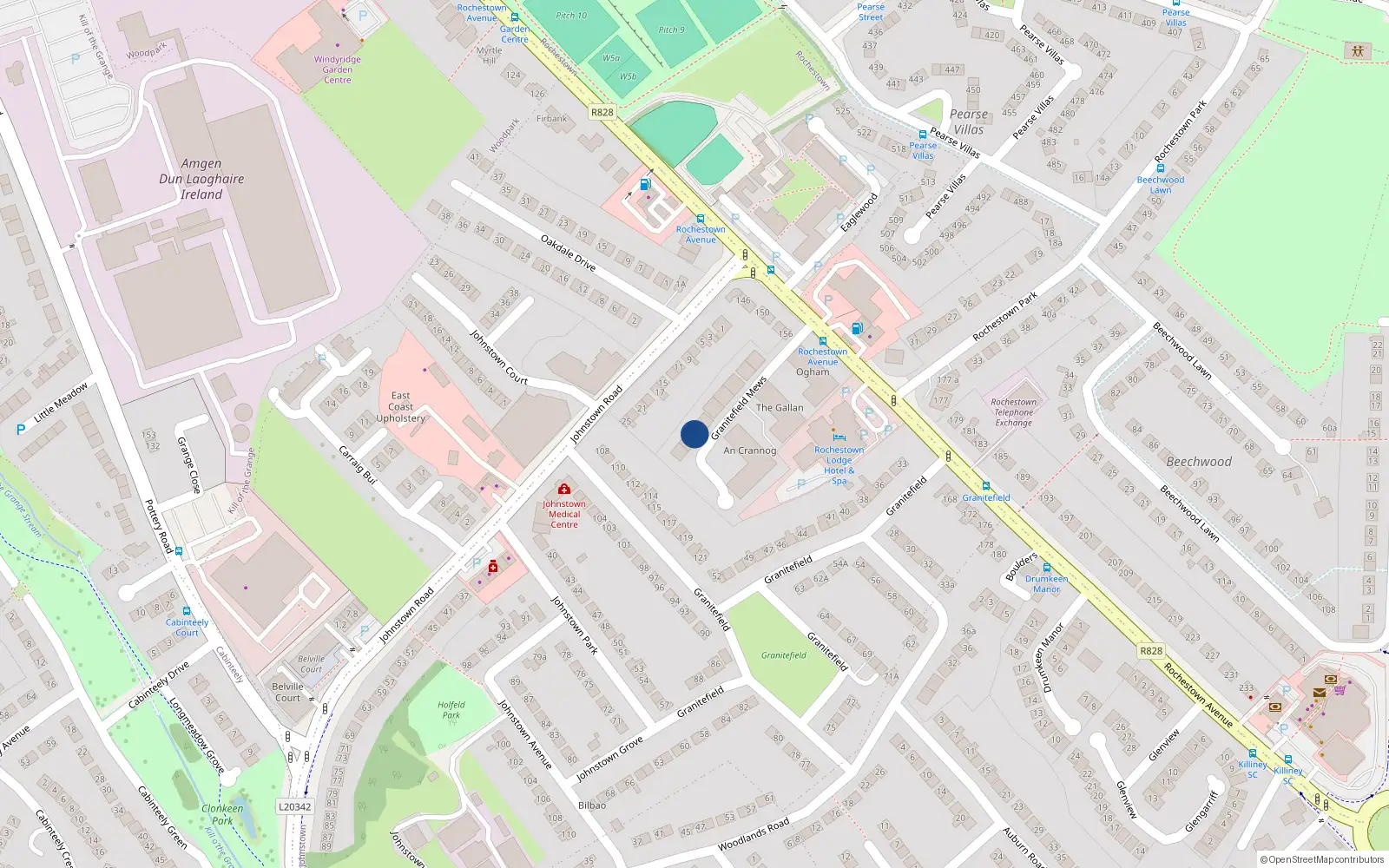 Overhead map showing the location of 27 Granitefield Mews, Rochestown Avenue, Dun Laoghaire