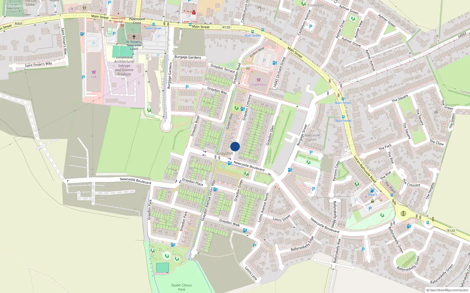 Overhead map showing the location of 27 Graydon Crescent, Newcastle South