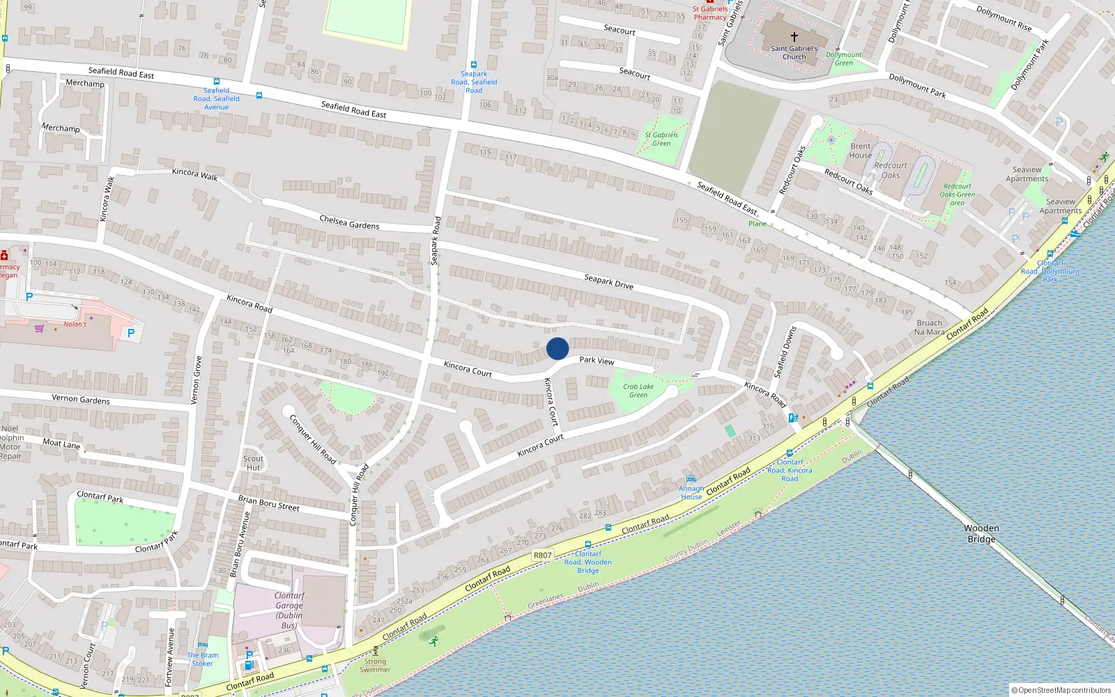 Overhead map showing the location of 27 Kincora Court, Dublin 3