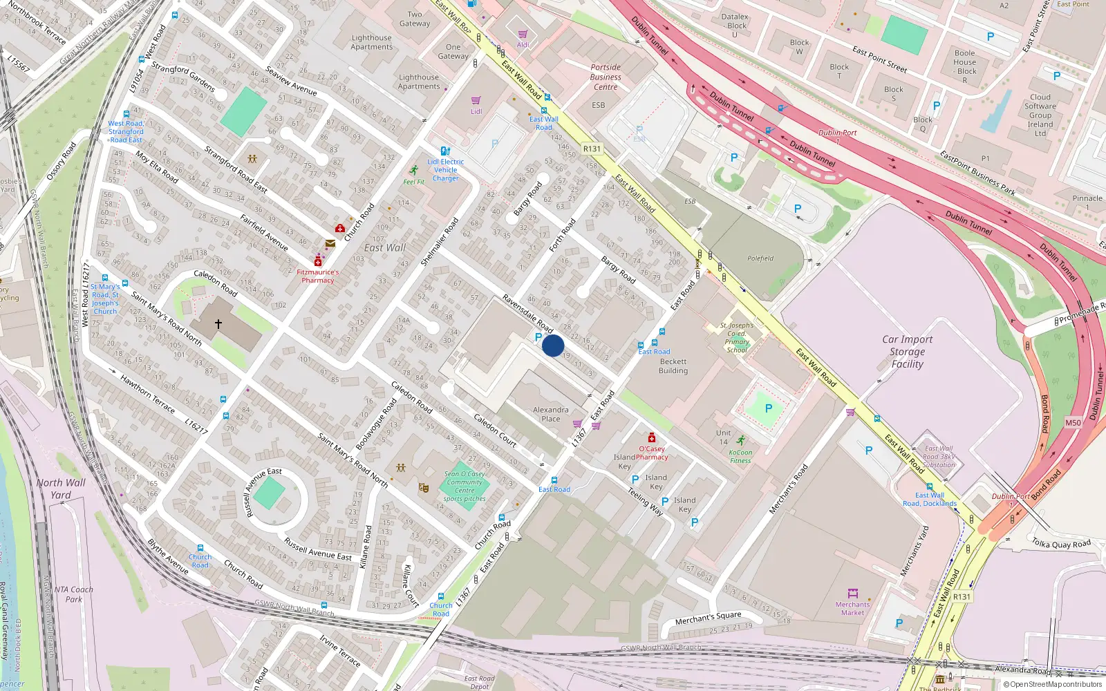 Overhead map showing the location of 27 Ravensdale Road, Dublin 3