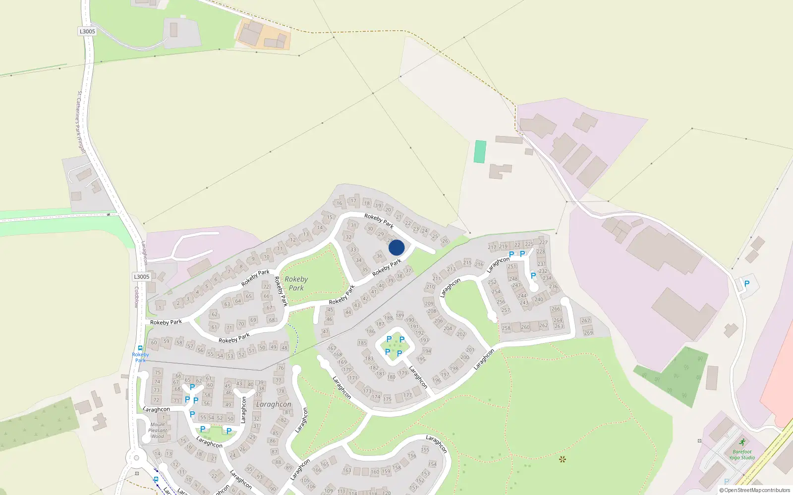 Overhead map showing the location of 27 Rokeby Park, Lucan