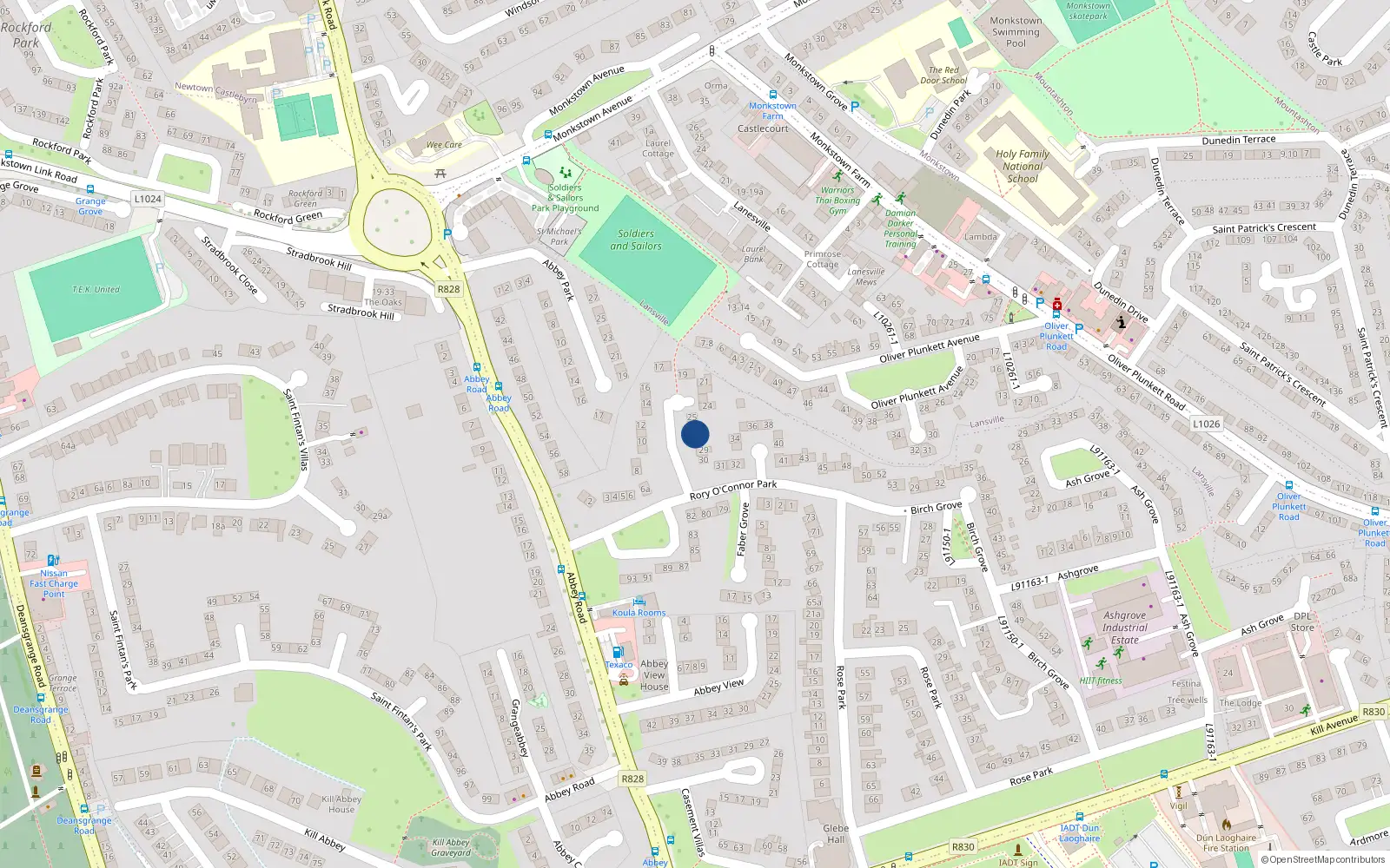 Overhead map showing the location of 27 Rory O'Connor Park, Co Dublin