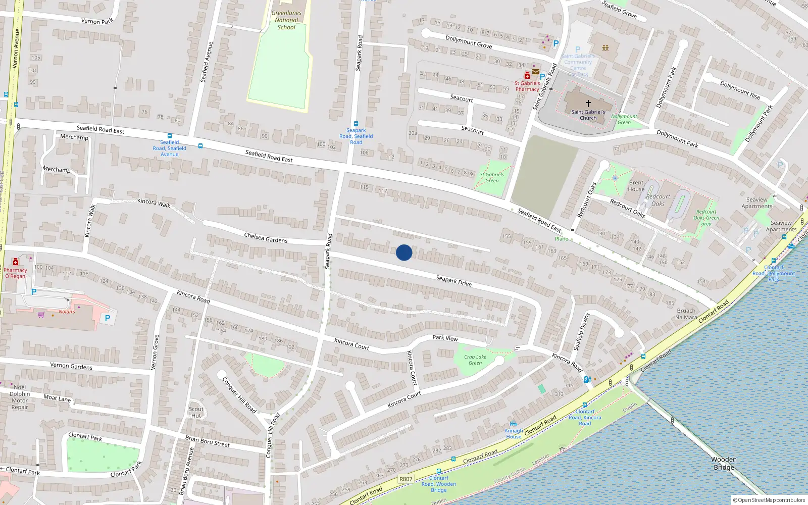 Overhead map showing the location of 27 Seapark Drive, Dublin 3