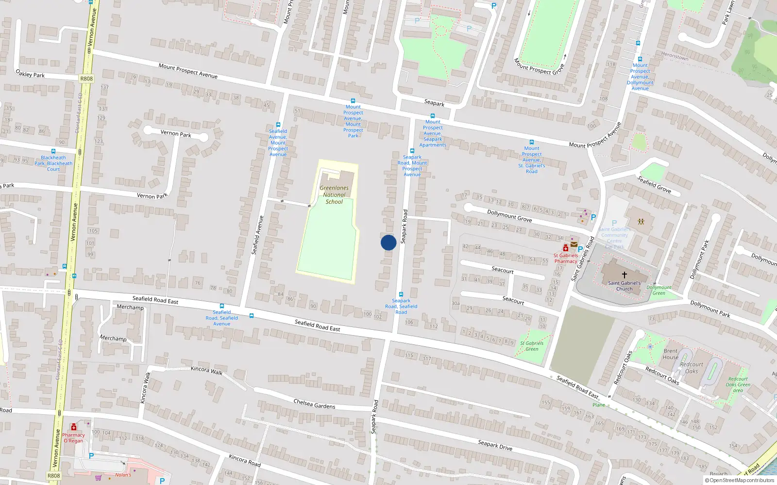 Overhead map showing the location of 27 Seapark Road, Clontarf, Dublin 3
