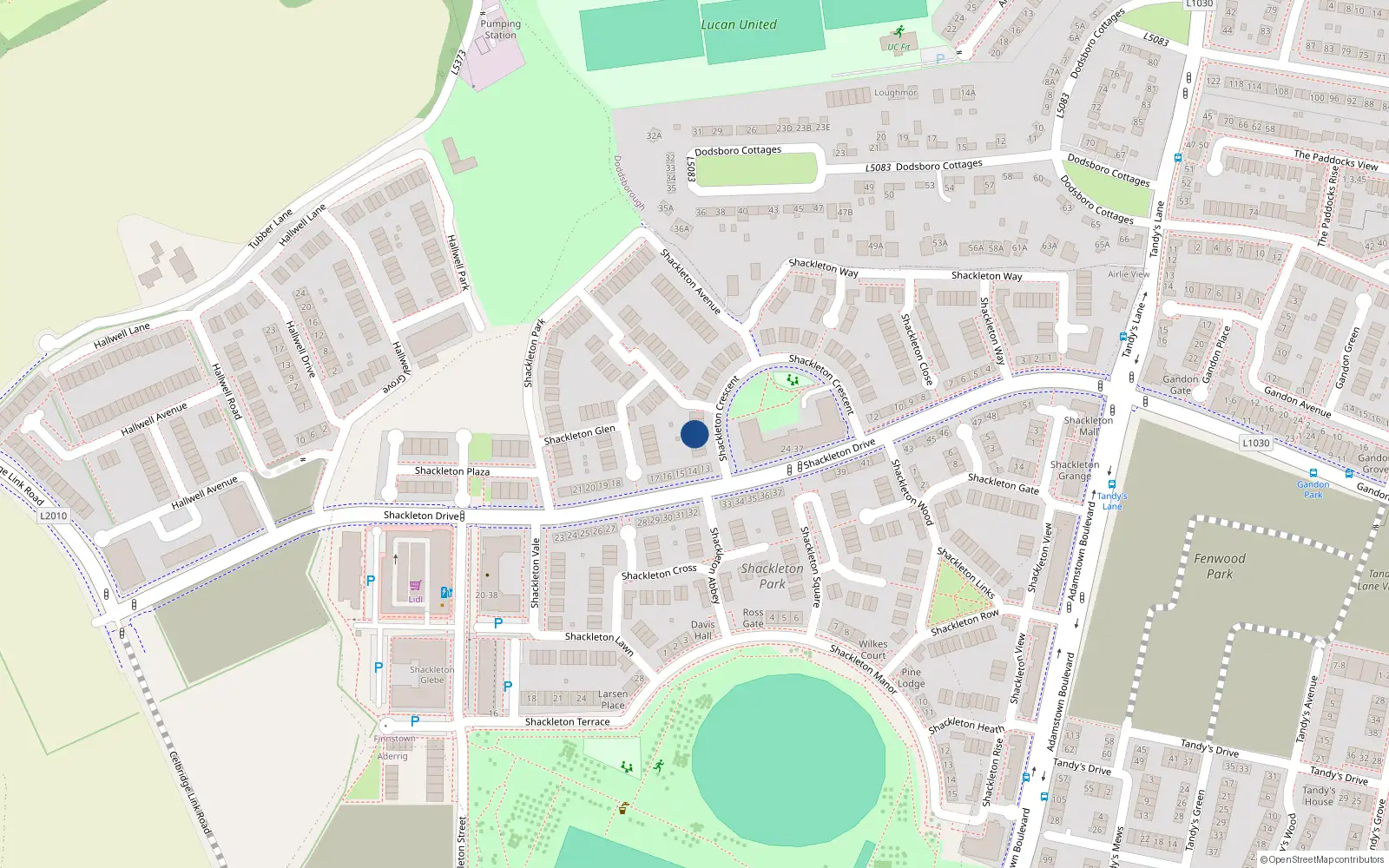 Overhead map showing the location of 27 Shackelton Crescent, 27 Shackleton Crescent, Lucan