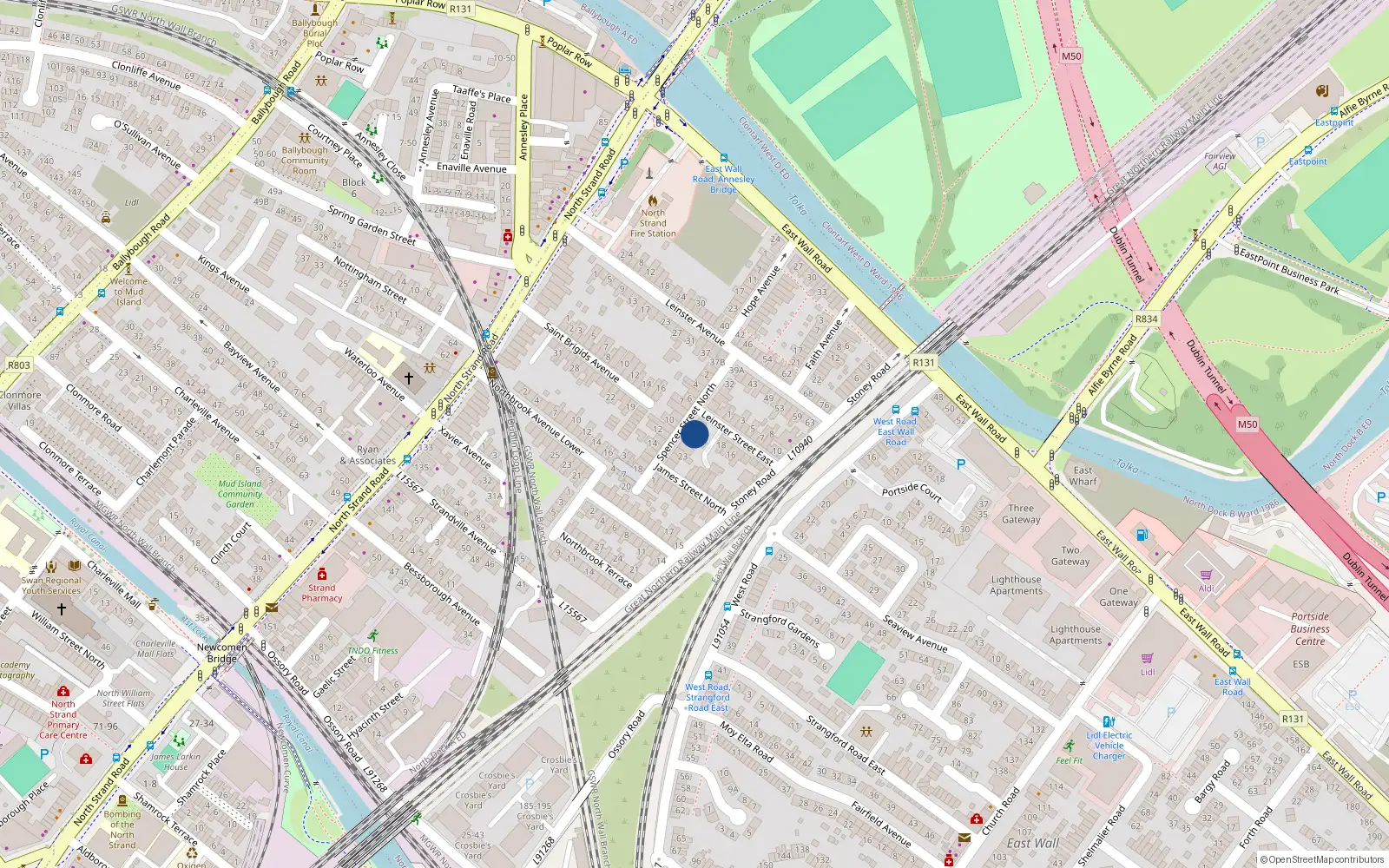 Overhead map showing the location of 27 Spencer Street North, North Strand