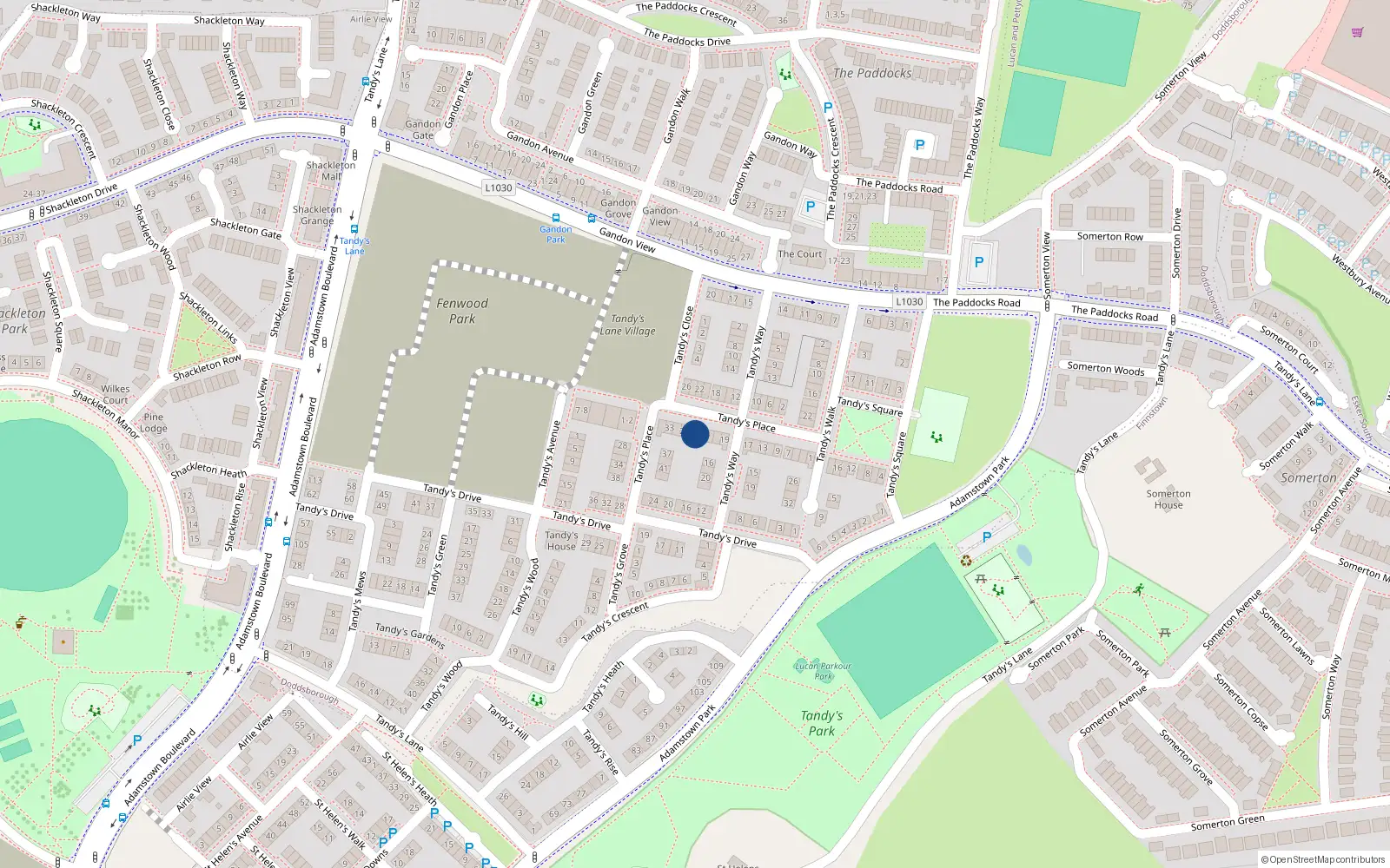 Overhead map showing the location of 27 Tandy's Place, Lucan