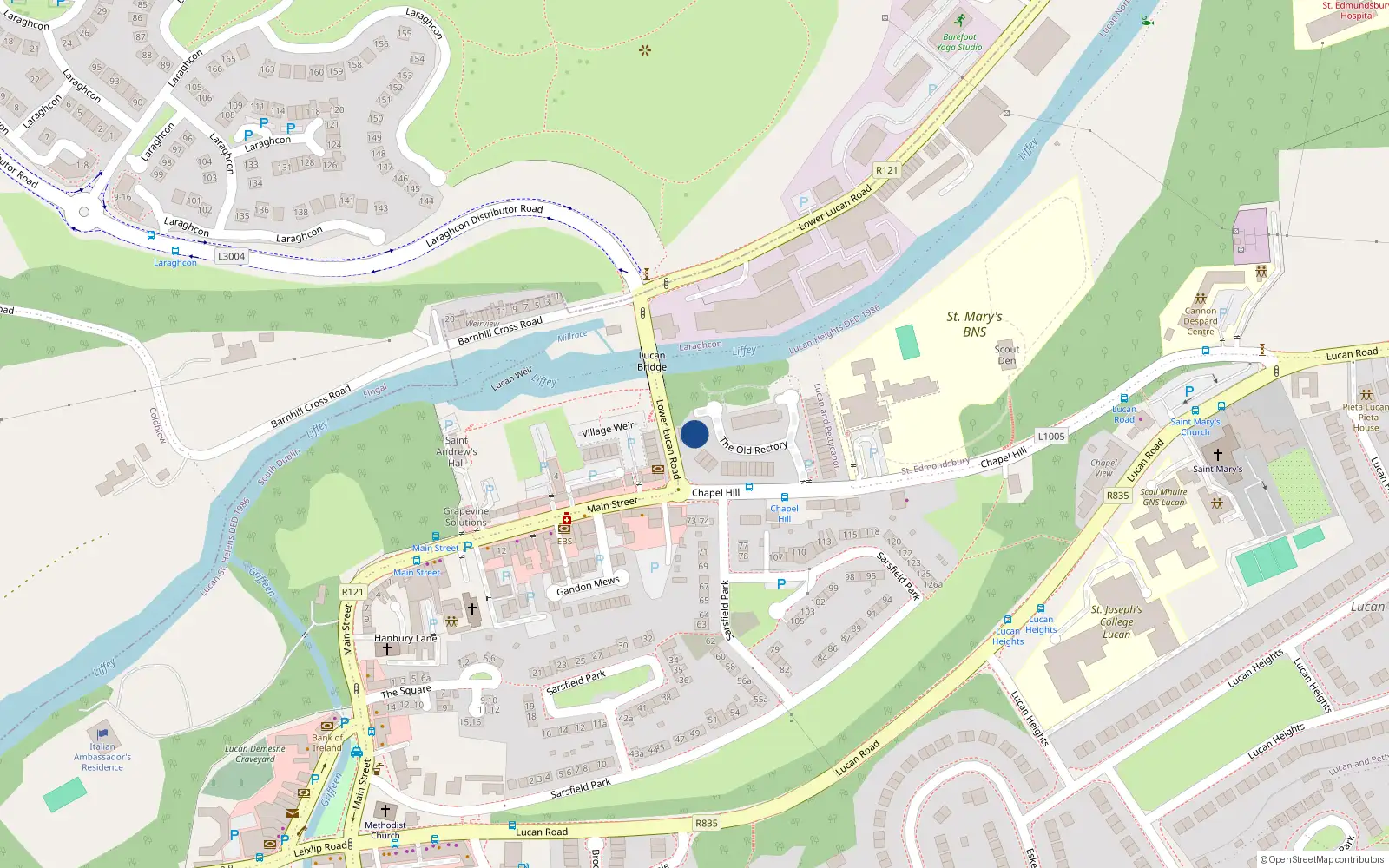 Overhead map showing the location of 27 the Old Rectory, Lucan Village, Co Dublin