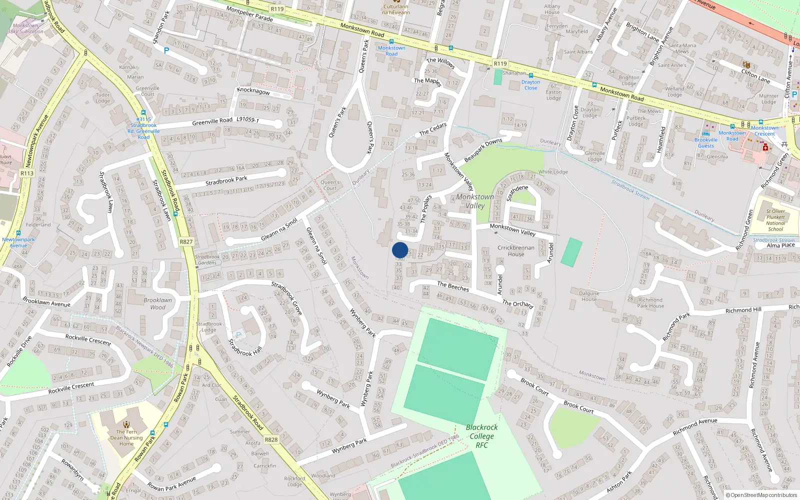 Overhead map showing the location of 27 the Poplars, Monkstown Valley, Monkstown