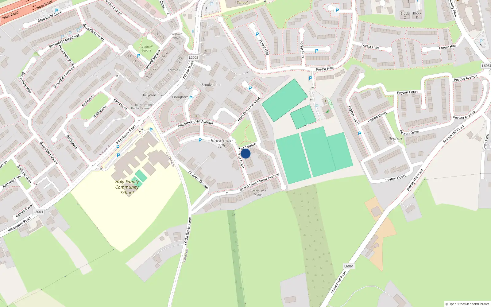 Overhead map showing the location of 27 The Square, Rathcoole