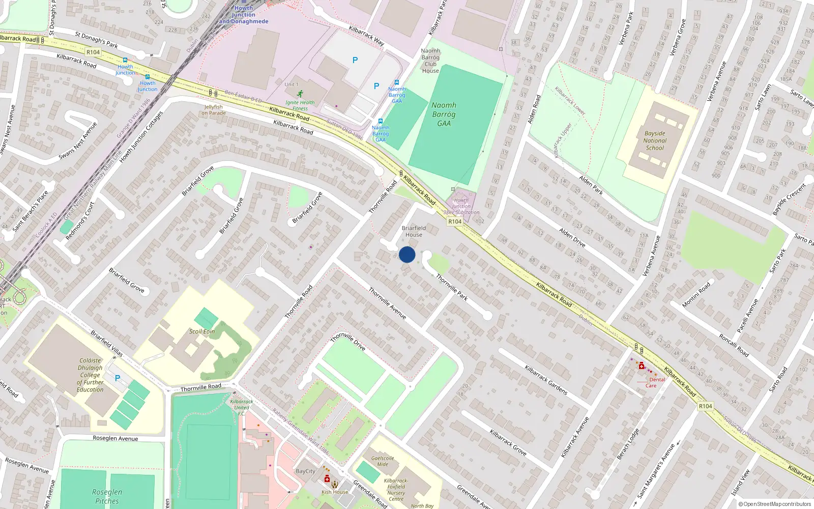 Overhead map showing the location of 27 Thornville Park, Kilbarrack, Dublin 5