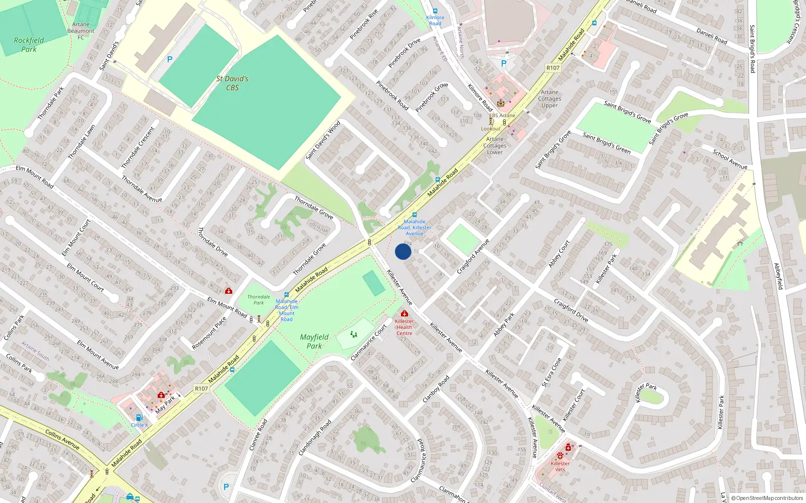 Overhead map showing the location of 270 Malahide Road, Dublin 5