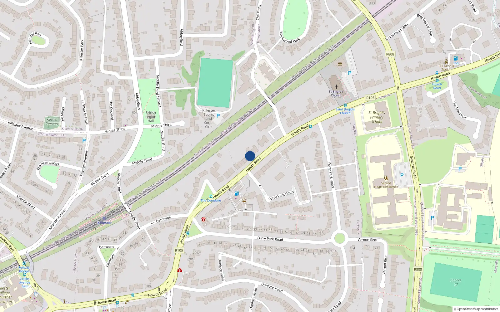 Overhead map showing the location of 272 Howth Road, Killester, Dublin 5