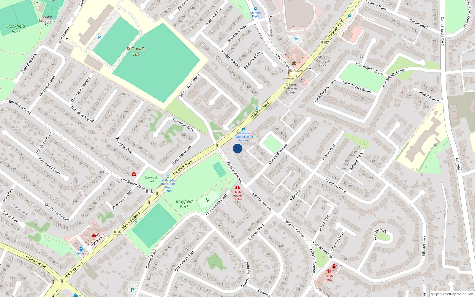 Overhead map showing the location of 272 Malahide Road, Dublin 5