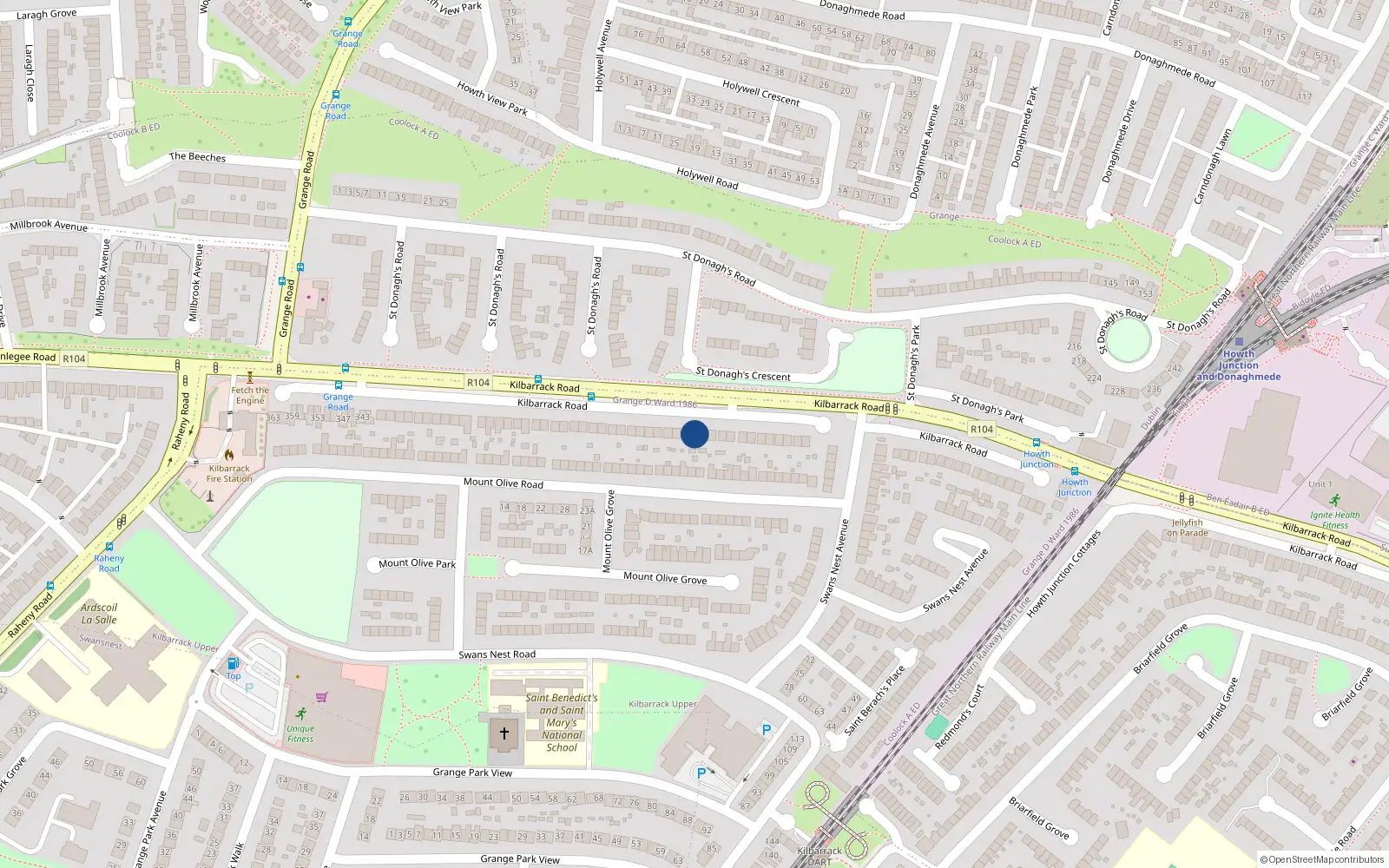 Overhead map showing the location of 273 Kilbarrack Road, Dublin 5