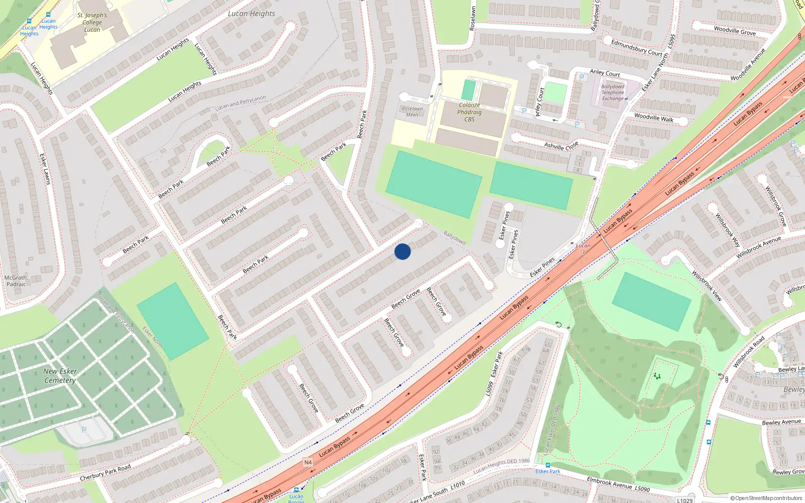 Overhead map showing the location of 274 Beech Park, Lucan
