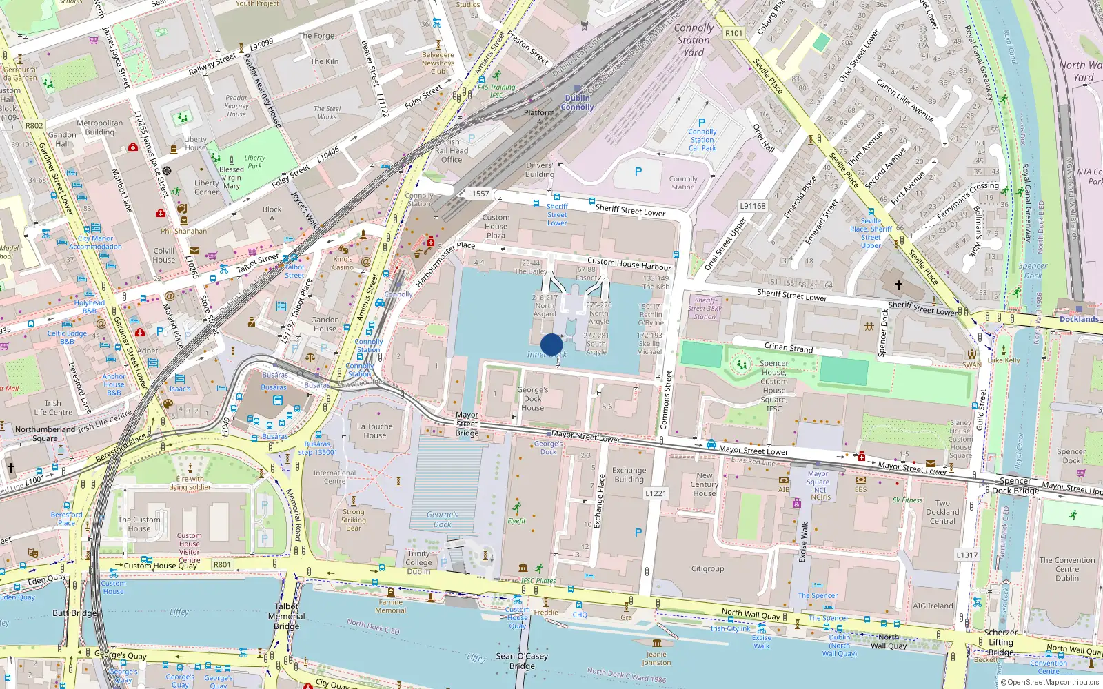 Overhead map showing the location of 271-274 Custom House Harbour, Dublin 1
