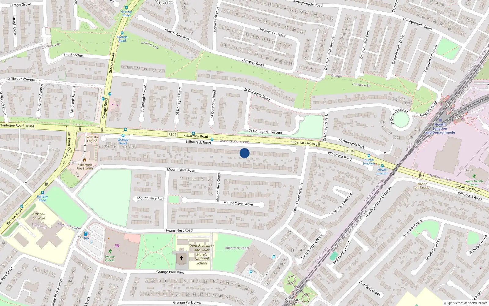 Overhead map showing the location of 275 Kilbarrack Road, Raheny, Dublin 5