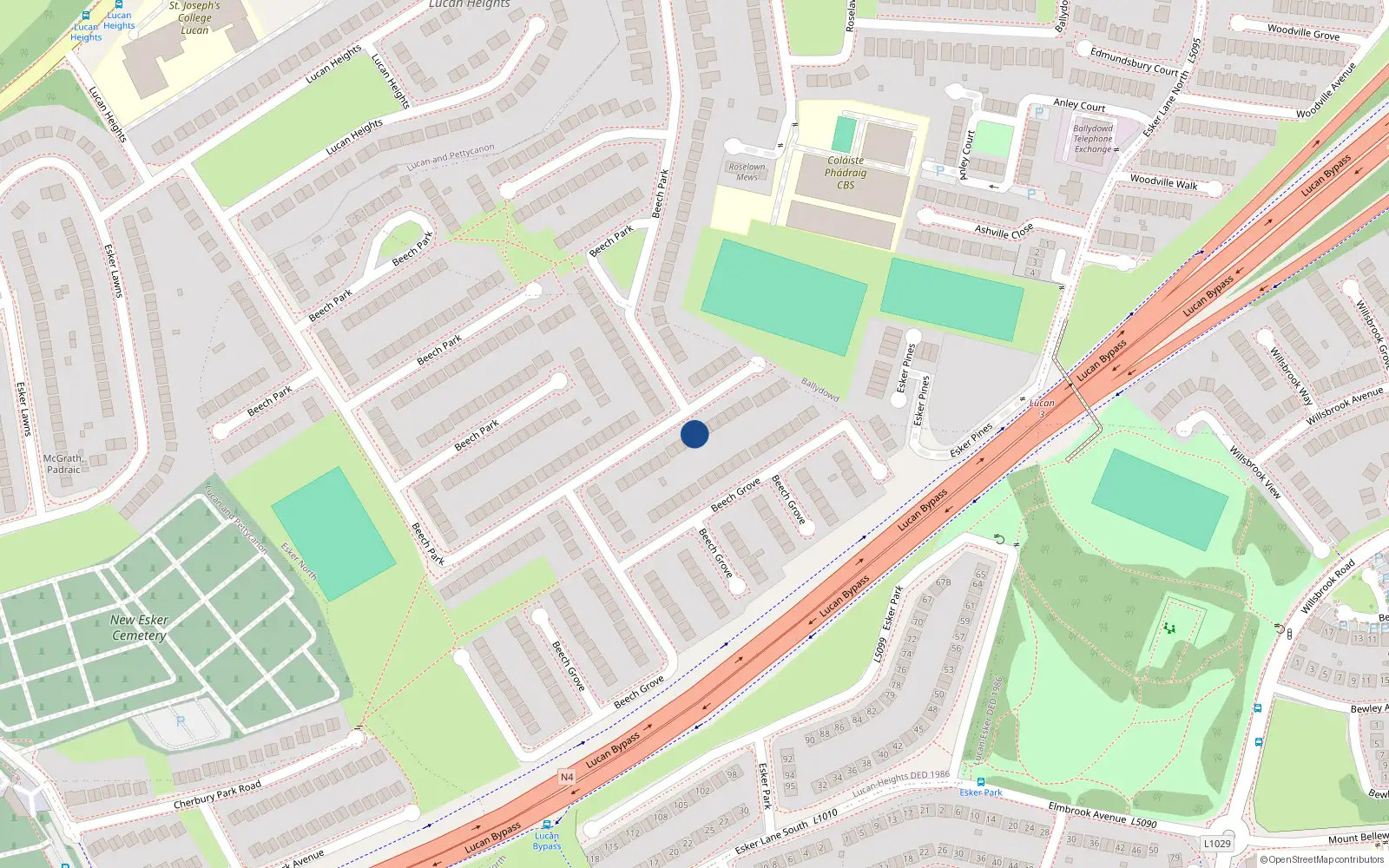 Overhead map showing the location of 278 Beech Park, Lucan