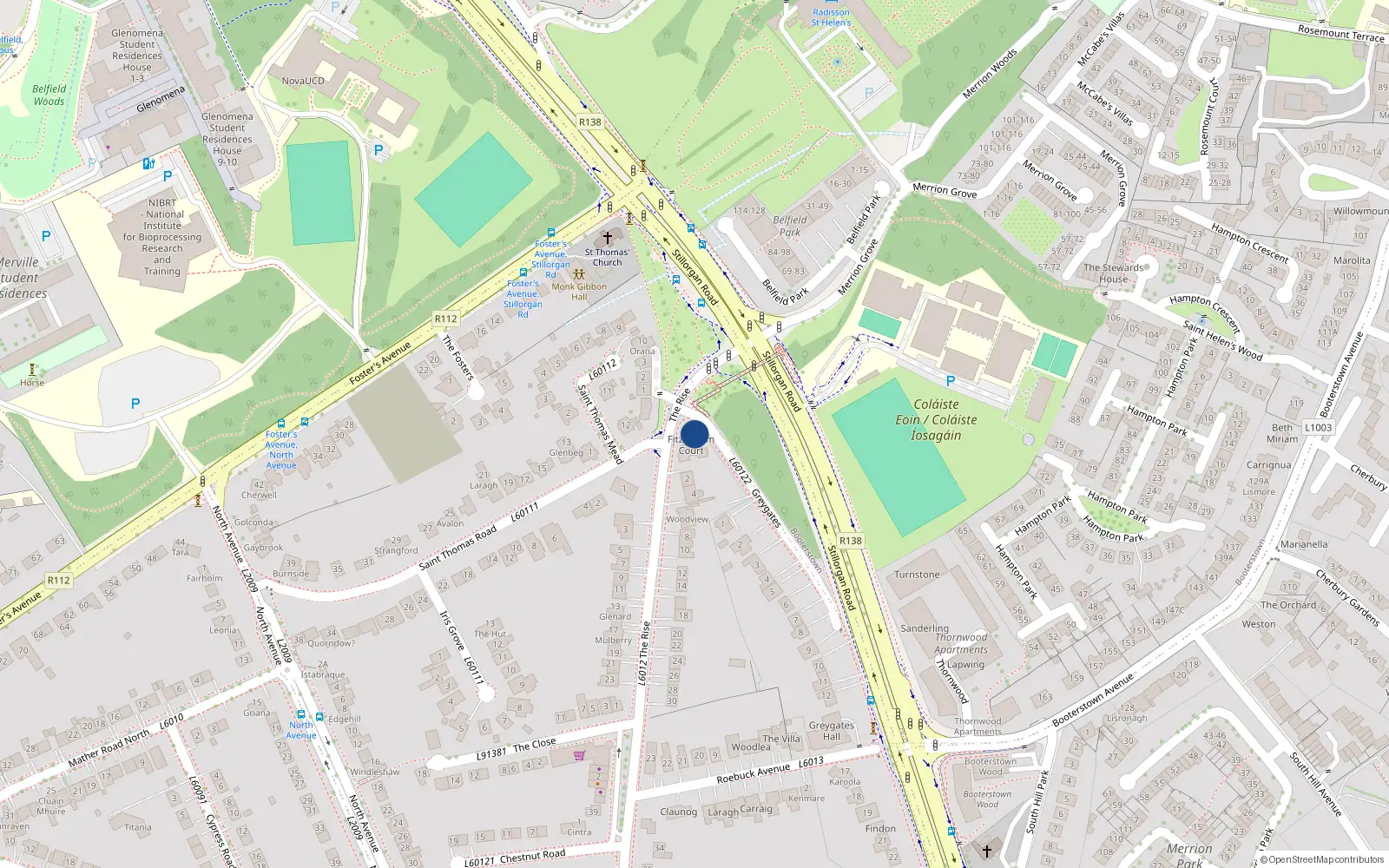 Overhead map showing the location of 27 Greygates, Dublin