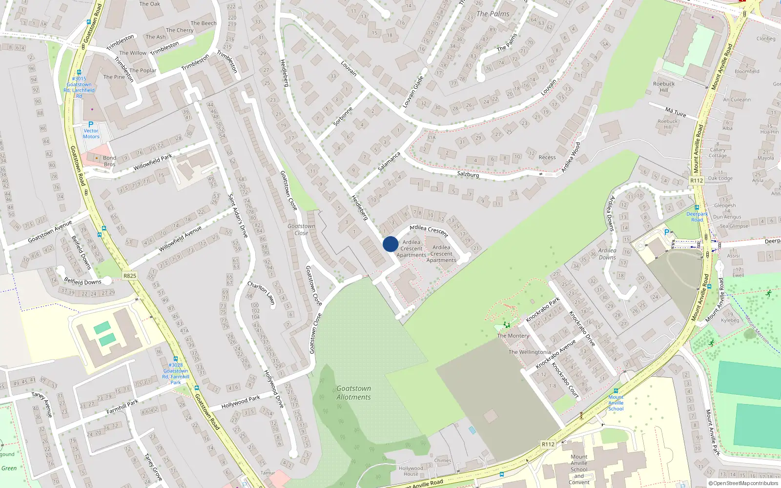 Overhead map showing the location of 28 Ardilea Crescent, Ardilea