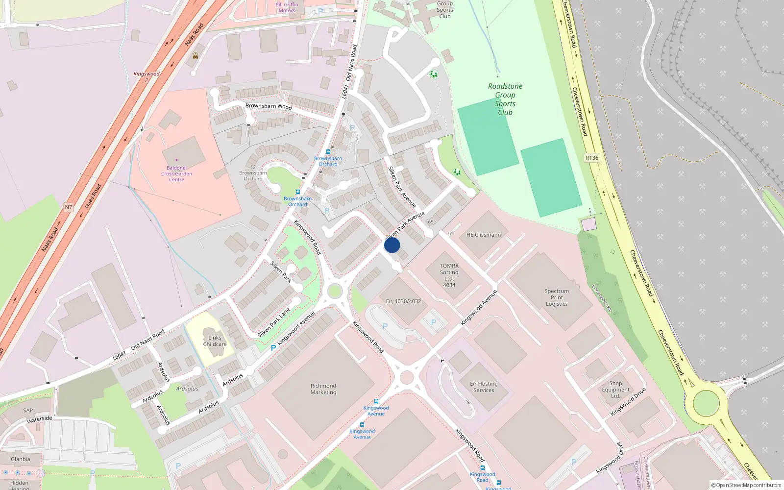 Overhead map showing the location of 28 Ascaill Pairc an Tsioda, Old Naas Road, Citywest