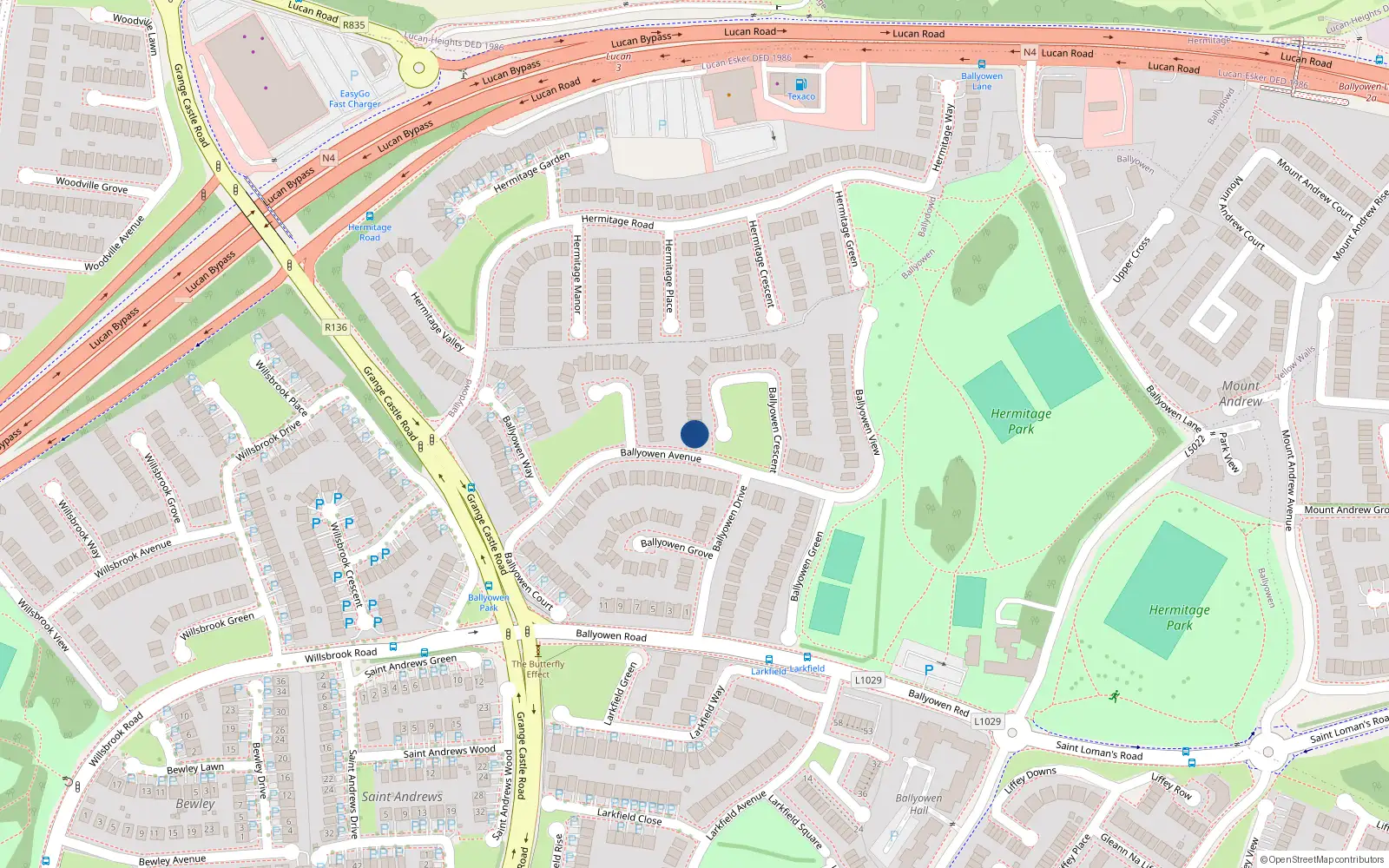 Overhead map showing the location of 28 Ballyowen Crescent, Lucan