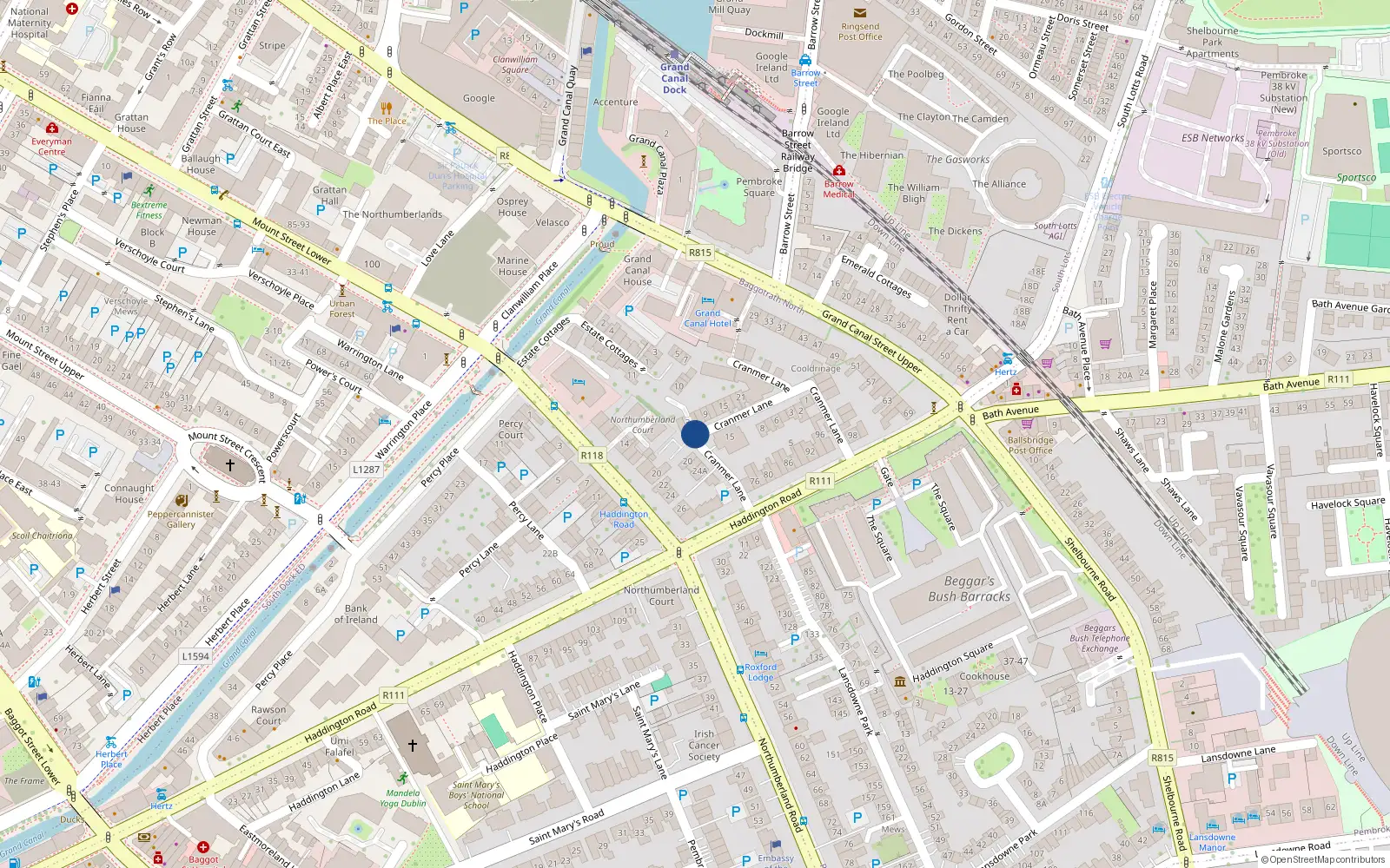 Overhead map showing the location of 28 Cranmer Place, Dublin 4