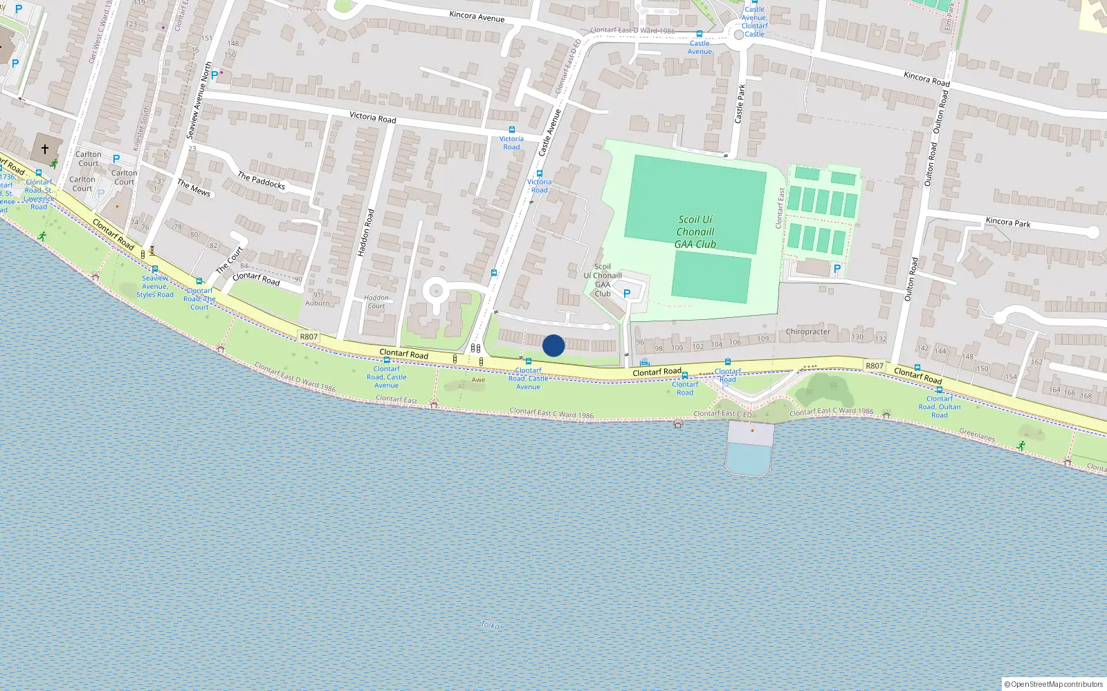 Overhead map showing the location of 28 Danesfort, Castle Avenue, Clontarf Dublin 3