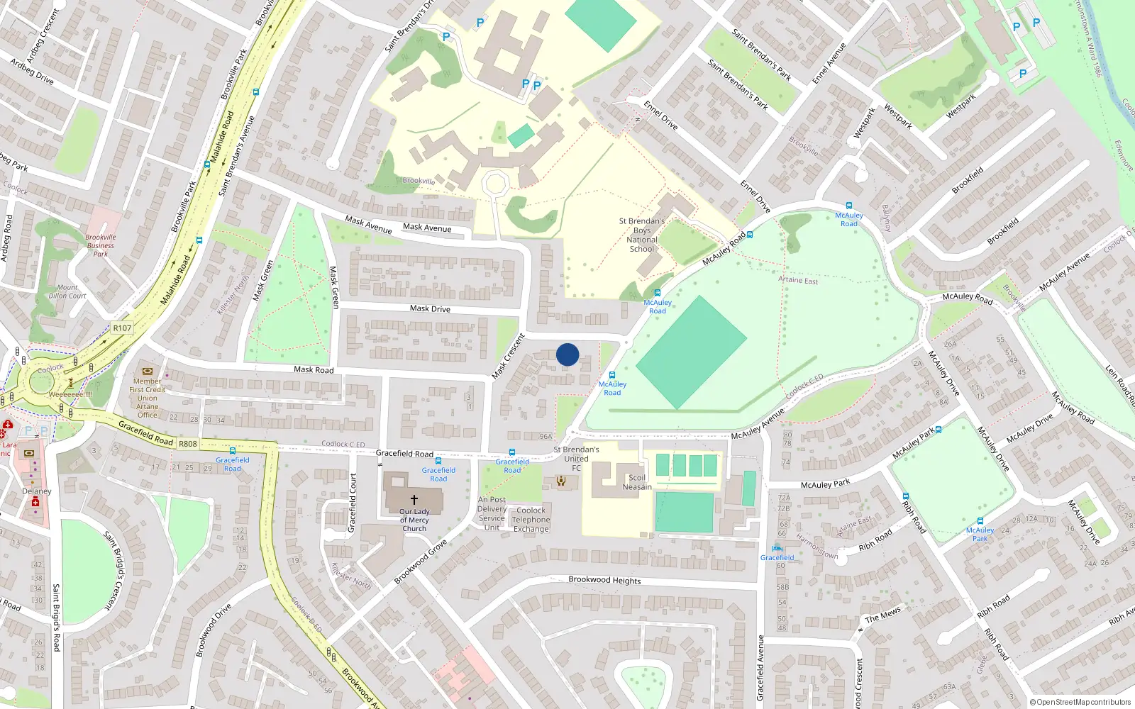 Overhead map showing the location of 28 Mask Crescent, Dublin 5