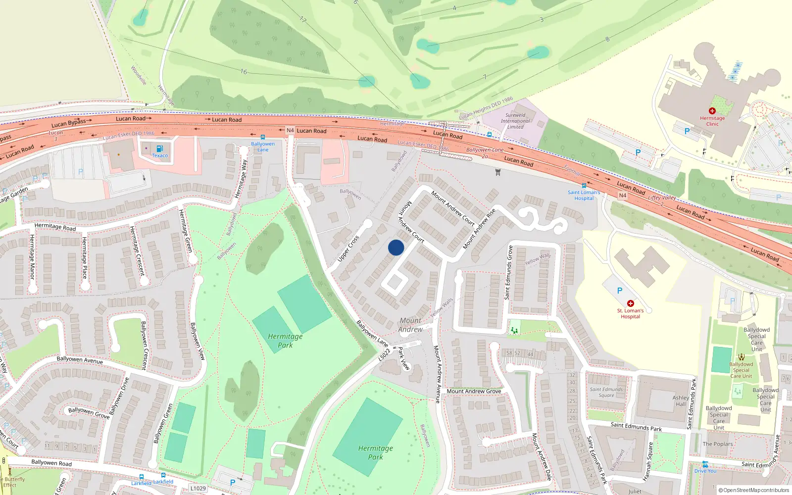 Overhead map showing the location of 28 Mt Andrew Crescent, Mt Andrew, Lucan