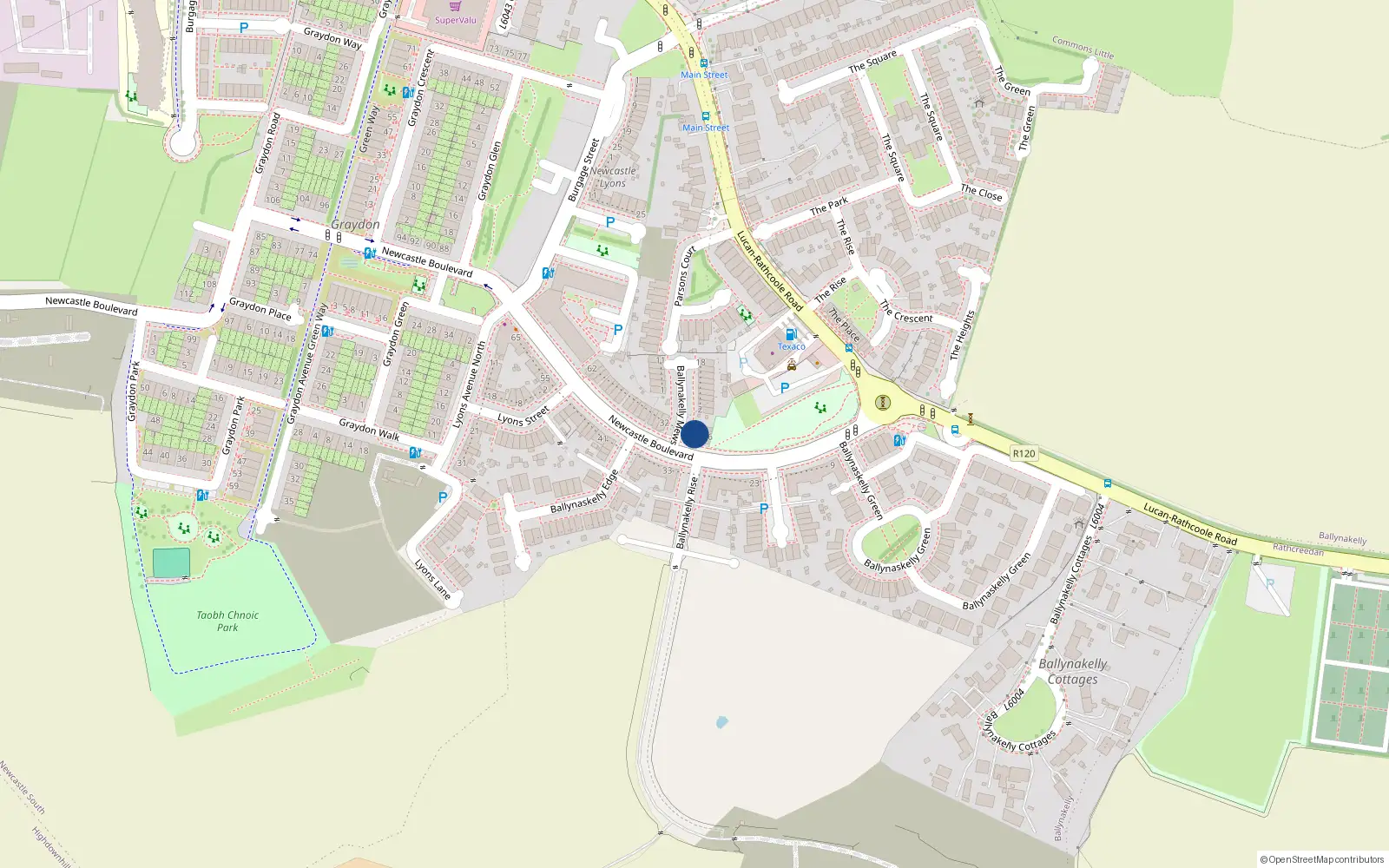 Overhead map showing the location of 28 Newcastle Boulevard
