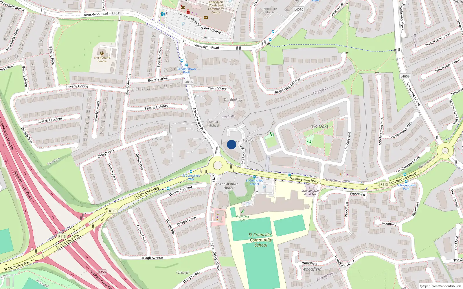 Overhead map showing the location of 28 Ros Mor View, Scholarstown Road, Dublin 16