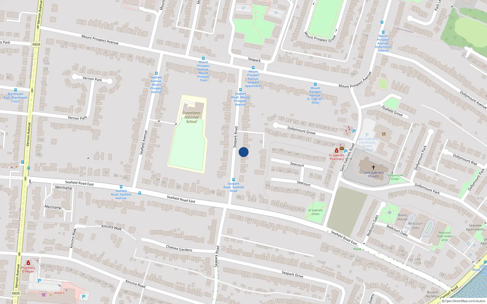 Overhead map showing the location of 28 Seapark Road, Dublin 3