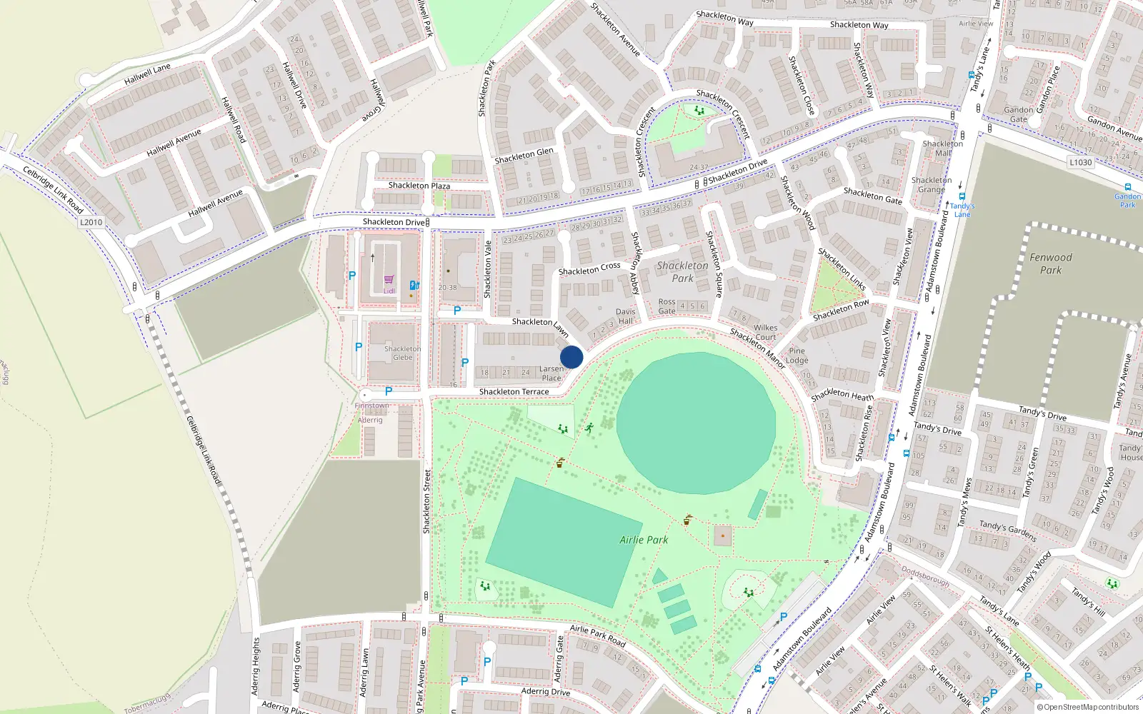 Overhead map showing the location of 28 Shackleton Terrace, Lucan