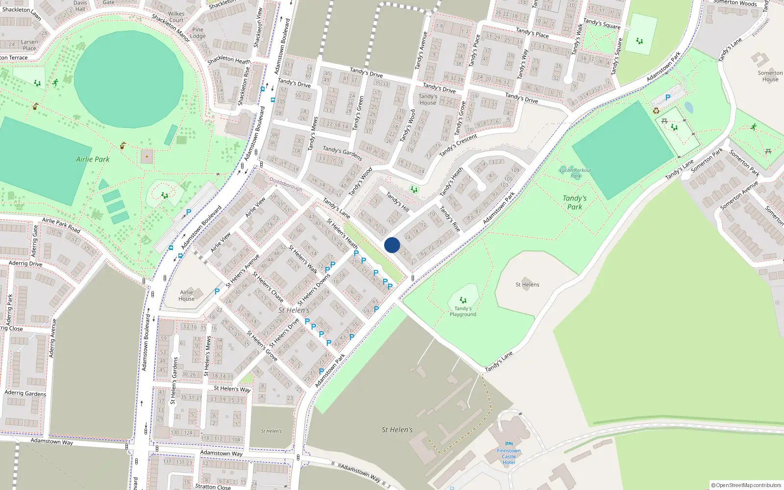 Overhead map showing the location of 28 Tandy's Heath, Lucan