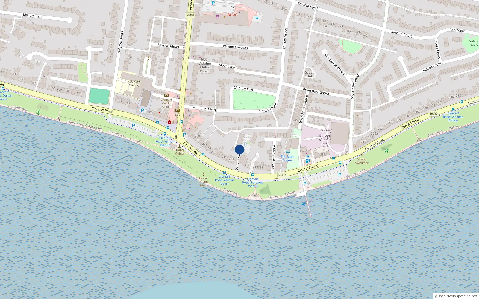 Overhead map showing the location of 28 Vernon Court, Dublin 3